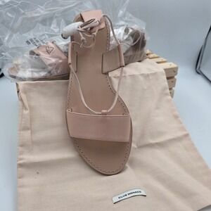 Club Monaco Cahdell Lace Up Flat Sandals Pale Pink Leather Made in‎ Italy 9.5